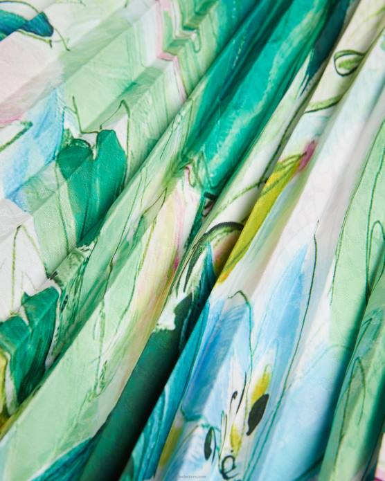 Ted Baker femmes 60VD240 vêtements lopehz - jupe mi-longue plissée à fleurs peintes vert