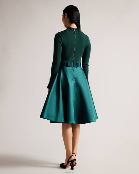 Ted Baker femmes 60VD244 vêtements robe jupe ample en maille à volants zadi vert foncé