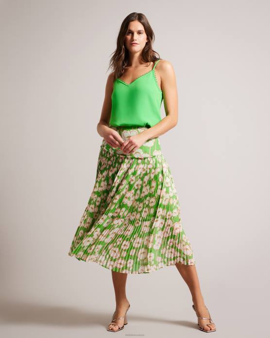 Ted Baker femmes 60VD256 vêtements jupe mi-longue plissée à fleurs Maryin vert