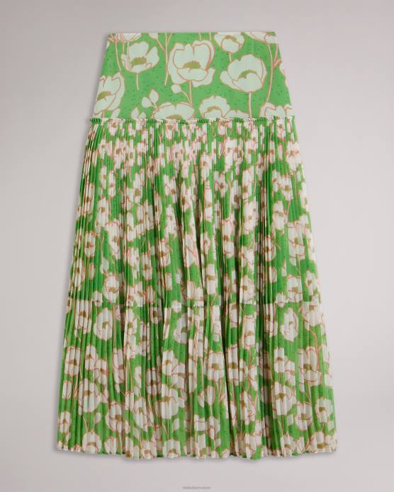 Ted Baker femmes 60VD256 vêtements jupe mi-longue plissée à fleurs Maryin vert