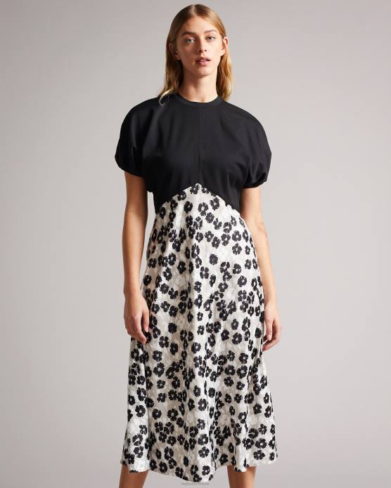 Ted Baker femmes 60VD513 vêtements haut en point de Rome gwiana avec robe jupe midi noir