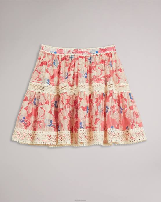 Ted Baker femmes 60VD613 vêtements Mini-jupe ample Tabita avec ruban en dentelle rose moyen