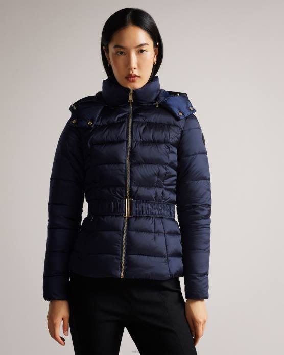 Ted Baker femmes 60VD105 vêtements abbiiee doudoune ceinturée à capuche amovible marine