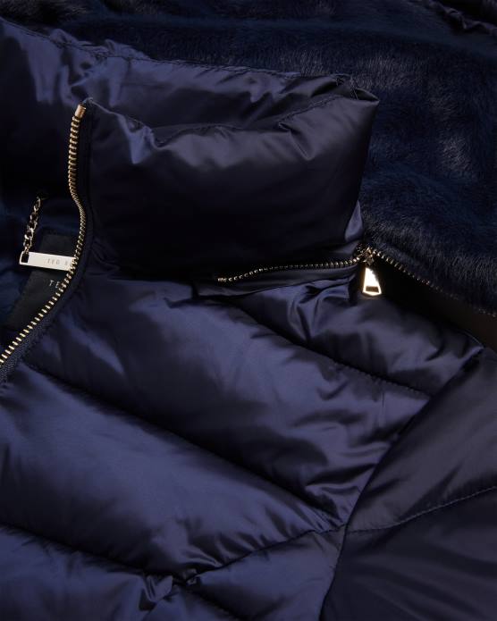 Ted Baker femmes 60VD105 vêtements abbiiee doudoune ceinturée à capuche amovible marine