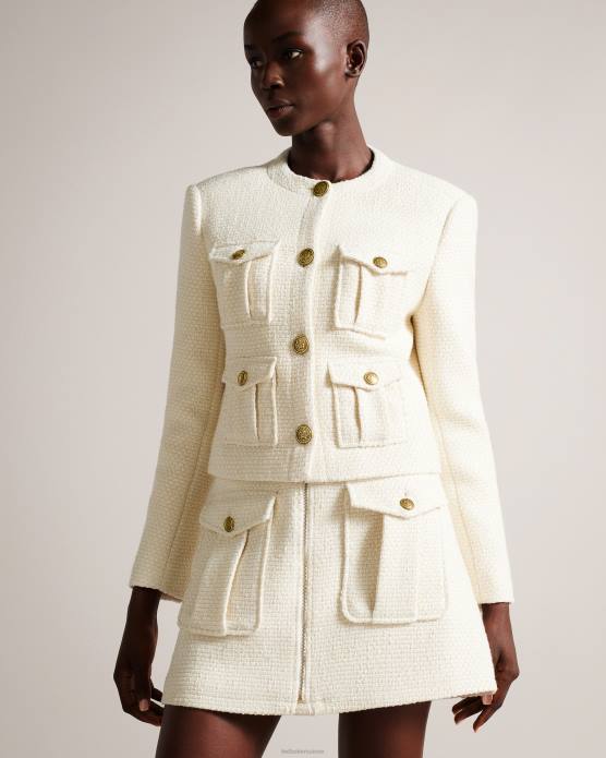 Ted Baker femmes 60VD126 vêtements cremla - veste courte boutonnée en boucle naturel
