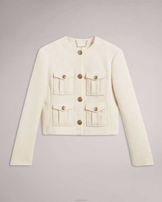 Ted Baker femmes 60VD126 vêtements cremla - veste courte boutonnée en boucle naturel
