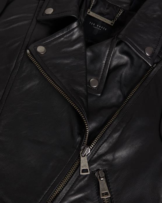 Ted Baker femmes 60VD196 vêtements ellaar veste motard ajustée en cuir noir