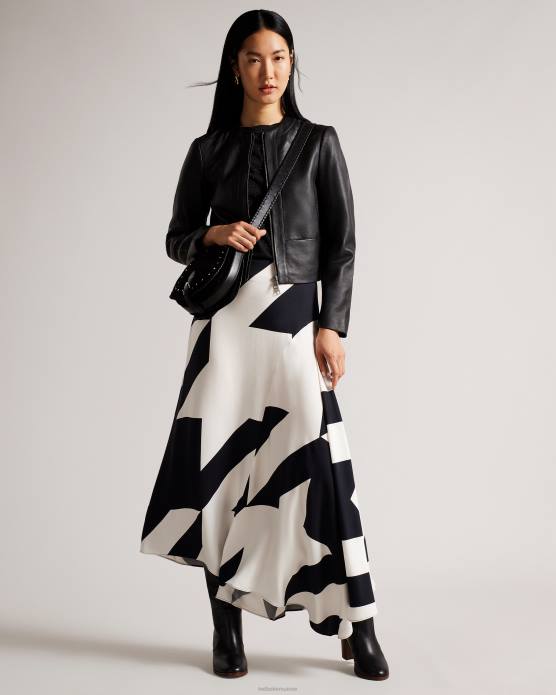 Ted Baker femmes 60VD204 vêtements veste en cuir ajustée à empiècements clarya noir