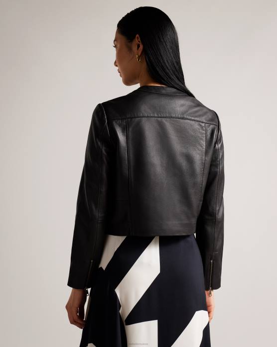 Ted Baker femmes 60VD204 vêtements veste en cuir ajustée à empiècements clarya noir