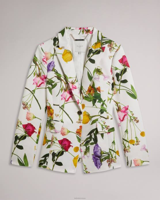 Ted Baker femmes 60VD253 vêtements ziaah - veste de costume slim à fleurs blanc