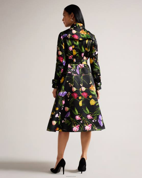 Ted Baker femmes 60VD358 vêtements moiraa - trench-coat croisé à fleurs noir
