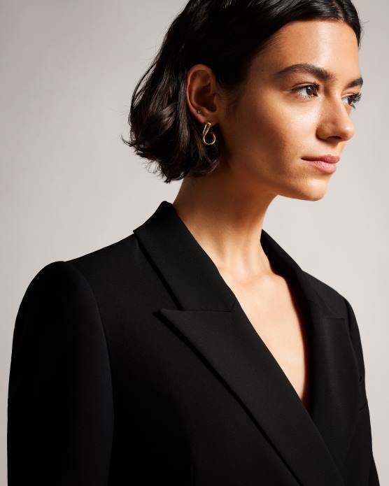 Ted Baker femmes 60VD395 vêtements veste longue croisée à double boutonnage Hildia noir