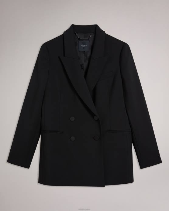 Ted Baker femmes 60VD395 vêtements veste longue croisée à double boutonnage Hildia noir