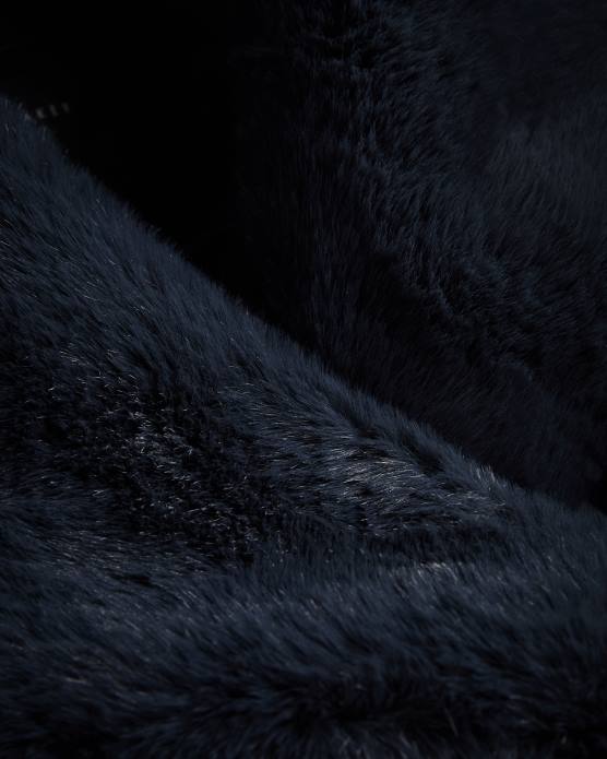 Ted Baker femmes 60VD422 vêtements manteau ceinturé loleta avec col et poignets en fausse fourrure marine