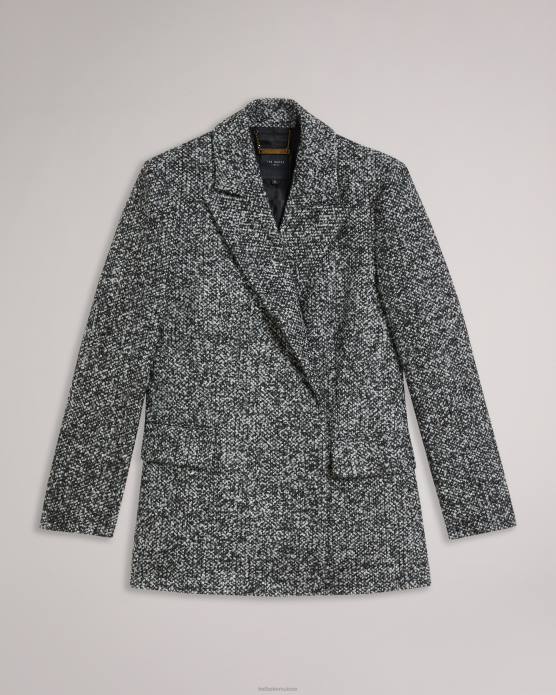 Ted Baker femmes 60VD43 vêtements manteau blazer oversize chiné Robinet noir