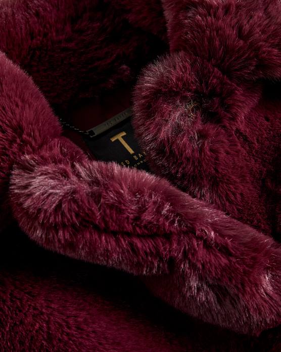 Ted Baker femmes 60VD454 vêtements manteau liliam en fausse fourrure longueur hanches violet foncé