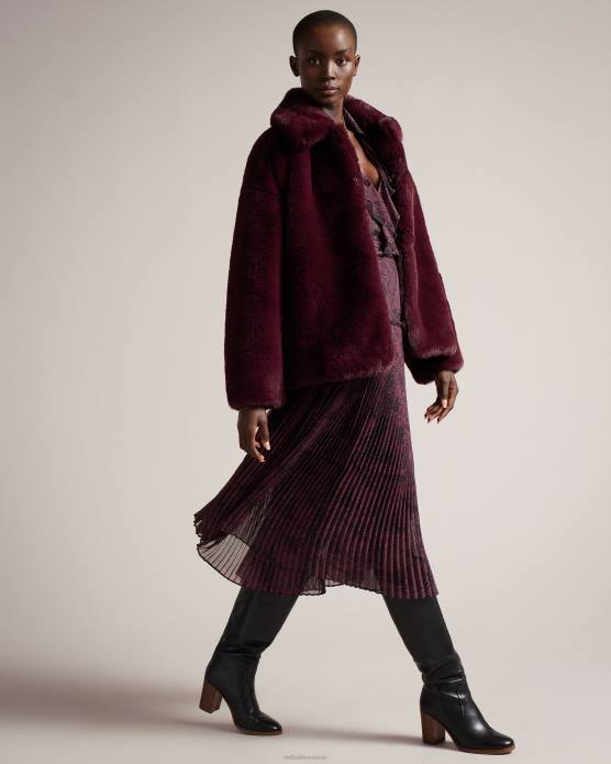 Ted Baker femmes 60VD454 vêtements manteau liliam en fausse fourrure longueur hanches violet foncé