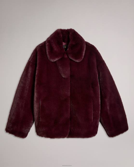 Ted Baker femmes 60VD454 vêtements manteau liliam en fausse fourrure longueur hanches violet foncé
