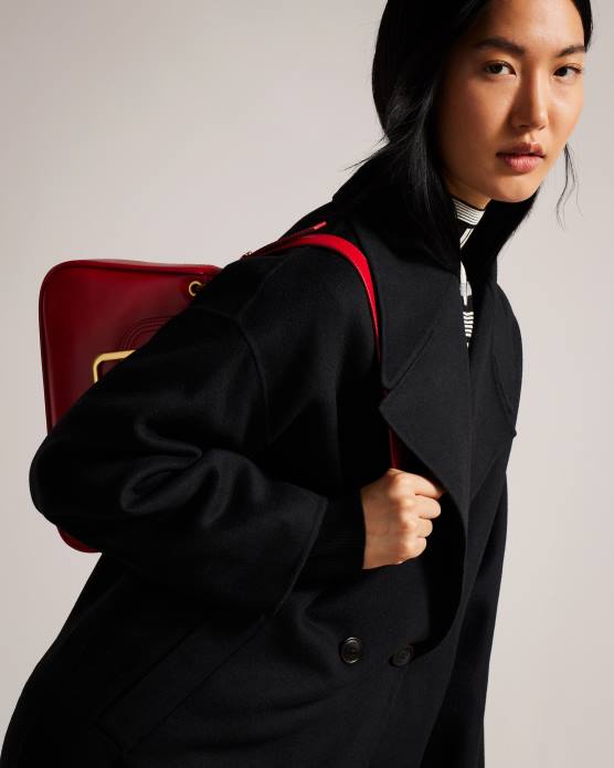 Ted Baker femmes 60VD456 vêtements manteau cocon caysa avec col oversize noir