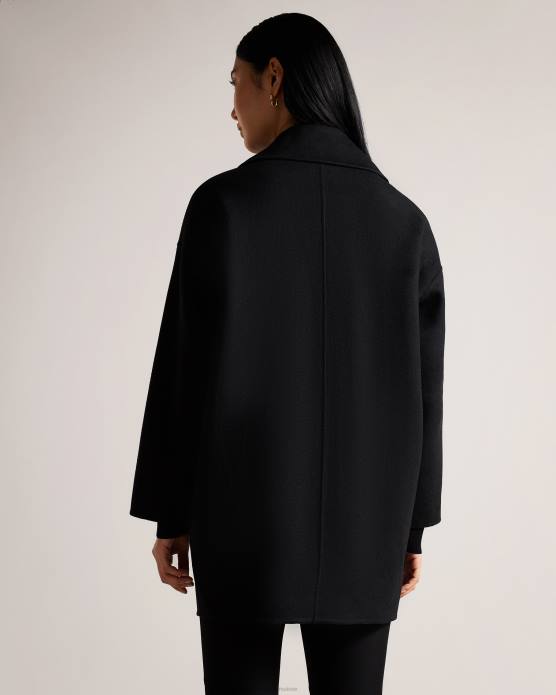 Ted Baker femmes 60VD456 vêtements manteau cocon caysa avec col oversize noir