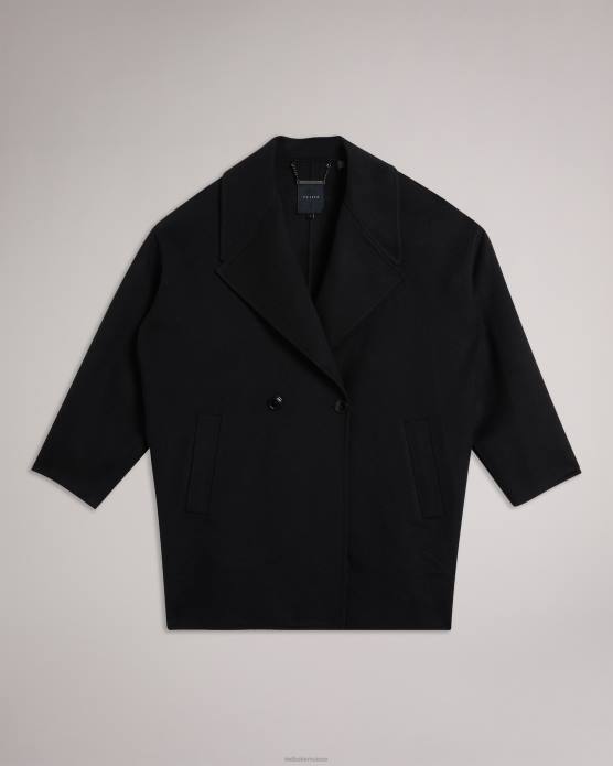 Ted Baker femmes 60VD456 vêtements manteau cocon caysa avec col oversize noir