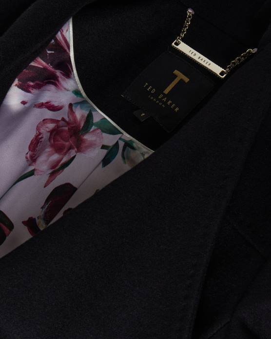 Ted Baker femmes 60VD488 vêtements manteau portefeuille court en laine rytaa noir de jais