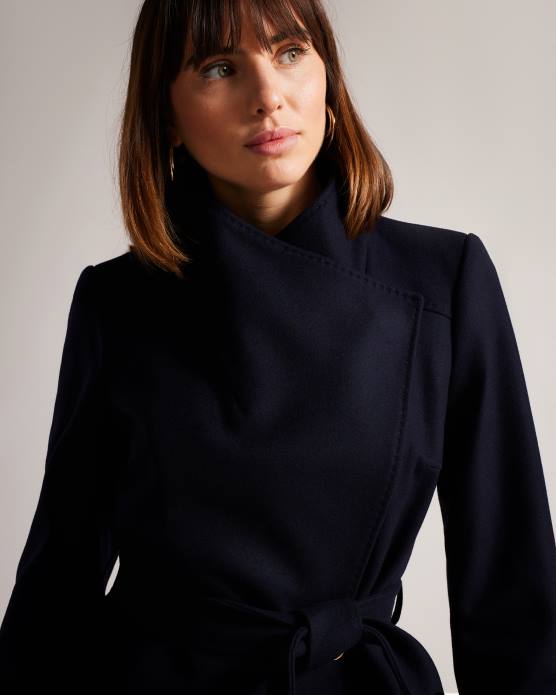 Ted Baker femmes 60VD501 vêtements manteau portefeuille court en laine rytaa bleu marine foncé