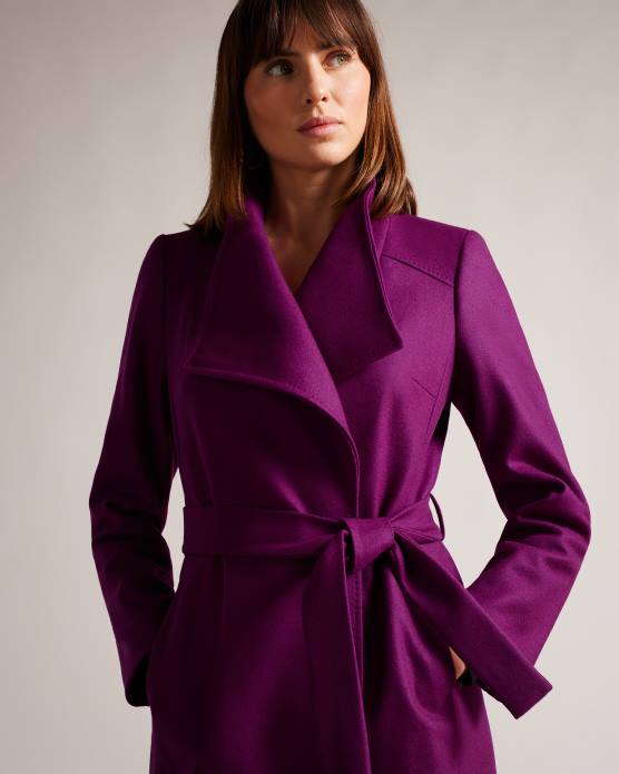 Ted Baker femmes 60VD506 vêtements manteau portefeuille midi en laine sandra violet