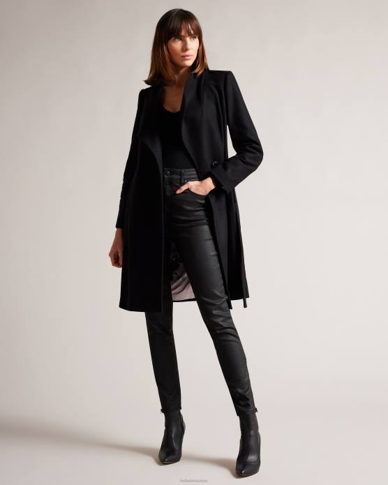 Ted Baker femmes 60VD525 vêtements manteau portefeuille midi en laine sandra noir de jais