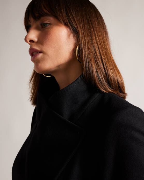 Ted Baker femmes 60VD525 vêtements manteau portefeuille midi en laine sandra noir de jais