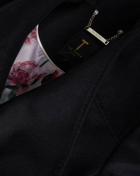 Ted Baker femmes 60VD525 vêtements manteau portefeuille midi en laine sandra noir de jais