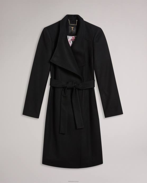 Ted Baker femmes 60VD525 vêtements manteau portefeuille midi en laine sandra noir de jais