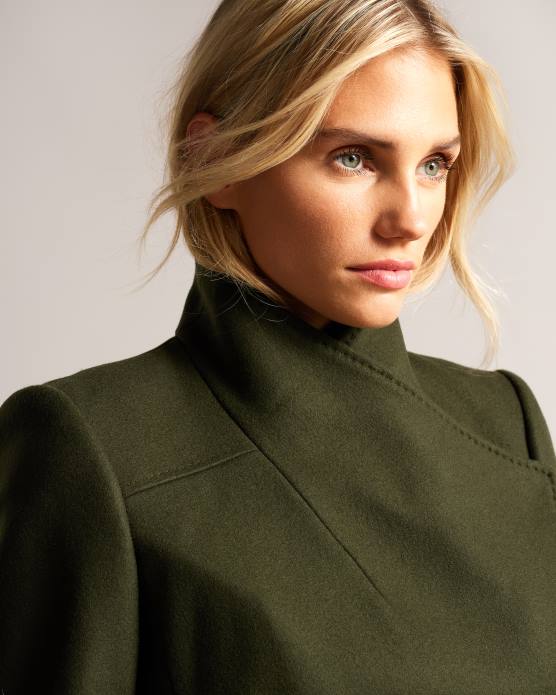 Ted Baker femmes 60VD563 vêtements manteau portefeuille court en laine rytaa kaki