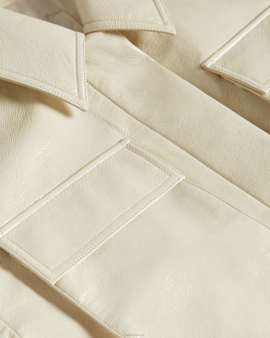 Ted Baker femmes 60VD569 vêtements Foziey - Veste militaire en vinyle texturé Ivoire