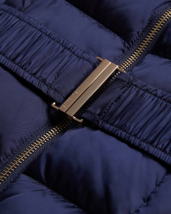 Ted Baker femmes 60VD78 vêtements long manteau imperméable matelassé Aliciee marine