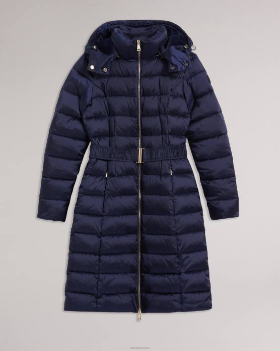 Ted Baker femmes 60VD78 vêtements long manteau imperméable matelassé Aliciee marine