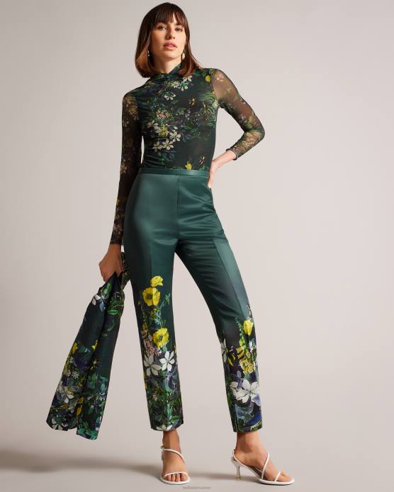 Ted Baker femmes 60VD286 vêtements aikaat - pantalon botanique raccourci taille haute vert foncé