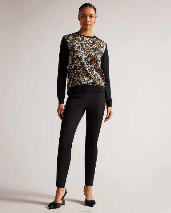 Ted Baker femmes 60VD297 vêtements liroi pantalon taille haute avec faux boutons-pression noir