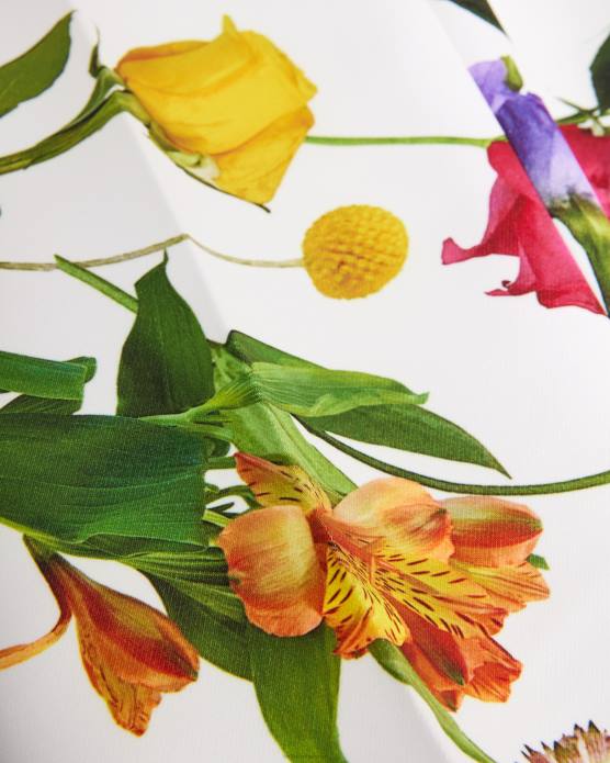 Ted Baker femmes 60VD320 vêtements ziaaht - pantalon fuselé à imprimé fleuri blanc