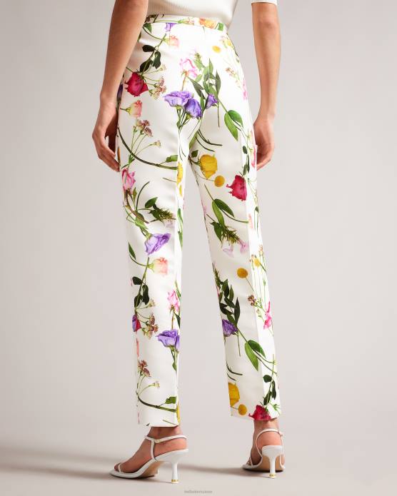 Ted Baker femmes 60VD320 vêtements ziaaht - pantalon fuselé à imprimé fleuri blanc