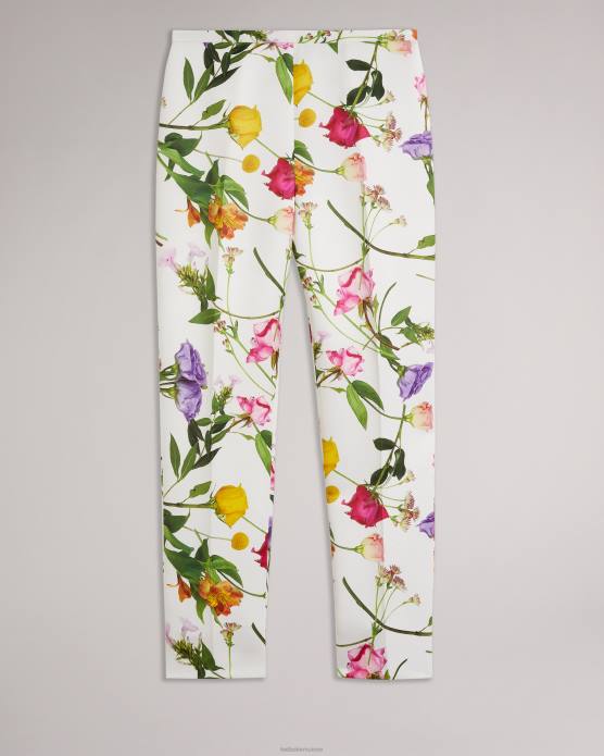 Ted Baker femmes 60VD320 vêtements ziaaht - pantalon fuselé à imprimé fleuri blanc