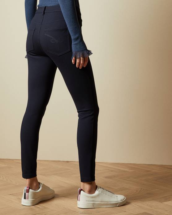Ted Baker femmes 60VD331 vêtements strenti - Jegging Ponti skinny avec revers zippé bleu foncé