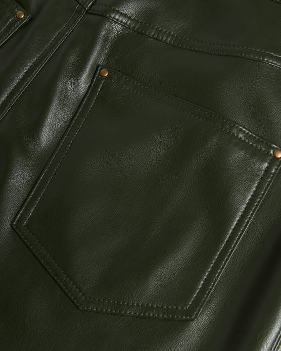 Ted Baker femmes 60VD44 vêtements pantalon droit en similicuir à carreaux kaki