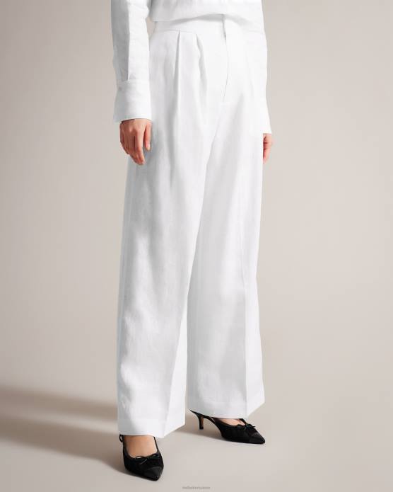 Ted Baker femmes 60VD470 vêtements lucihh pantalon large ajusté en lin blanc