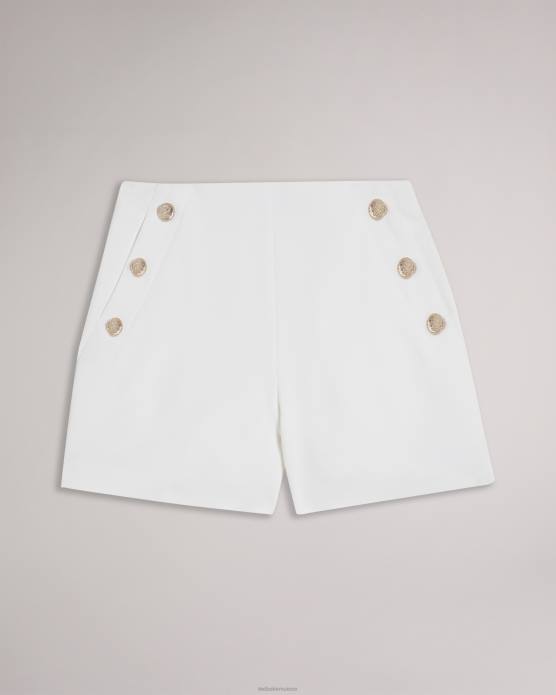 Ted Baker femmes 60VD268 vêtements short llaylas en sergé avec boutons embossés blanc