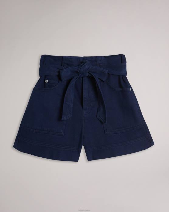 Ted Baker femmes 60VD352 vêtements Danikii - Short en jean taille haute à nouer bleu foncé