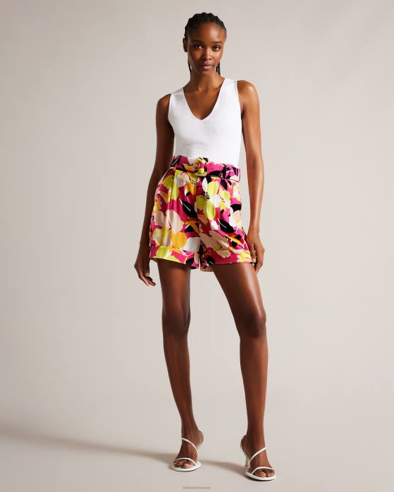 Ted Baker femmes 60VD38 vêtements short ajusté à imprimé abstrait Thiana rose pétant