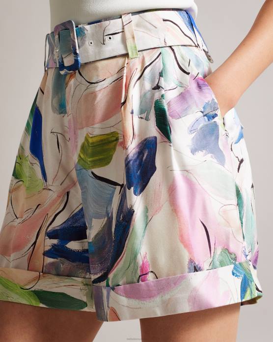 Ted Baker femmes 60VD439 vêtements tarinah - short ajusté à imprimé abstrait blanc