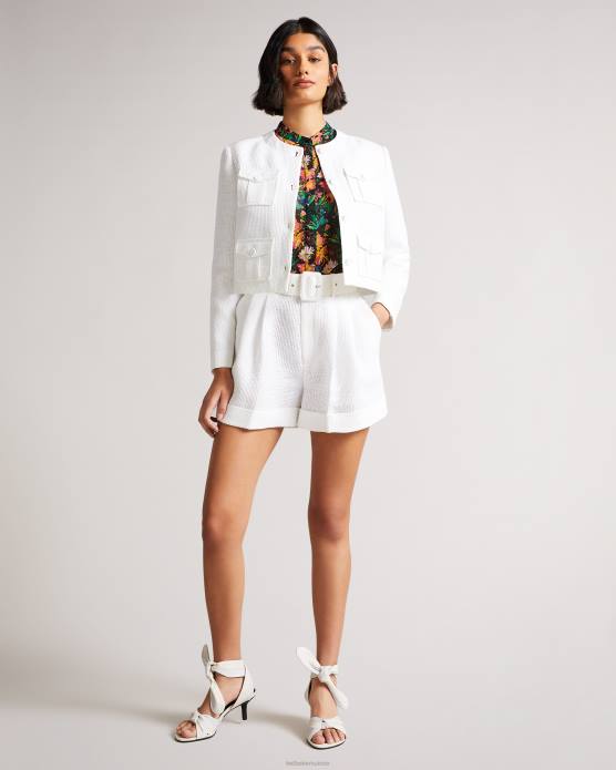 Ted Baker femmes 60VD483 vêtements short ajusté tirsa avec large ceinture blanc