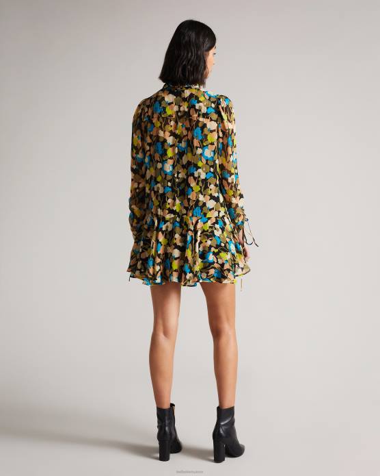 Ted Baker femmes 60VD485 vêtements hariiee - robe courte à taille basse et fleurs noir